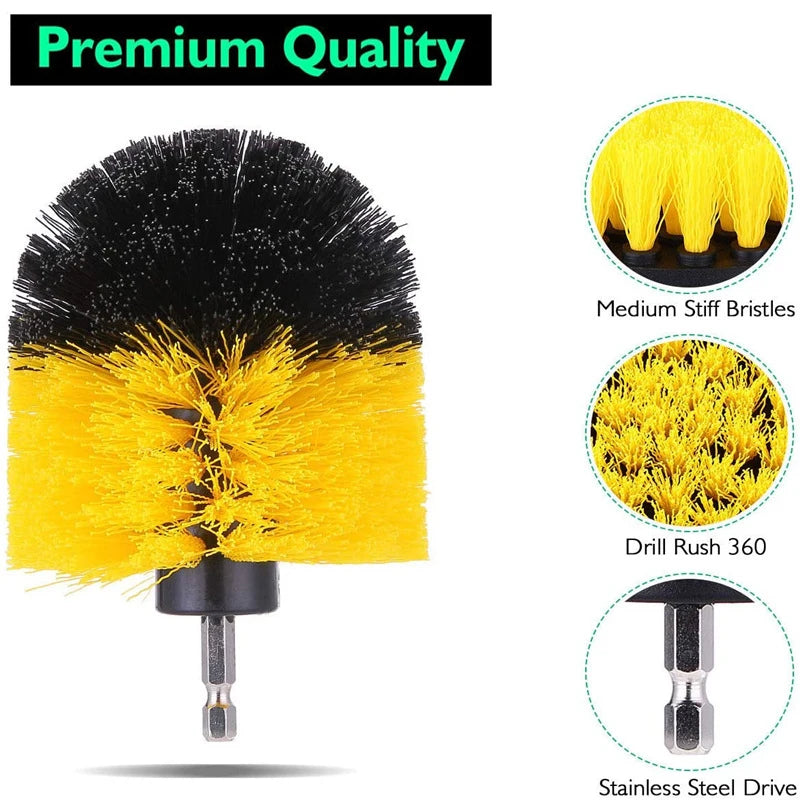 3Pcs/5Pcs Electric Scrubber Brush Drill Brush Kit Power Drills Scrubber Brush For Carpet Glass Car Tires Nylon Brushes 2/3.5/4''